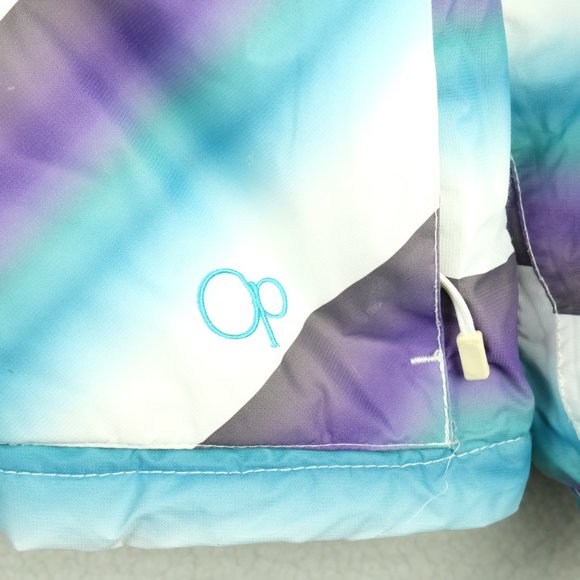 Ocean Pacific Womens Winter Jacket White Purple Striped Vintage Hooded 90s - Picture 4 of 12